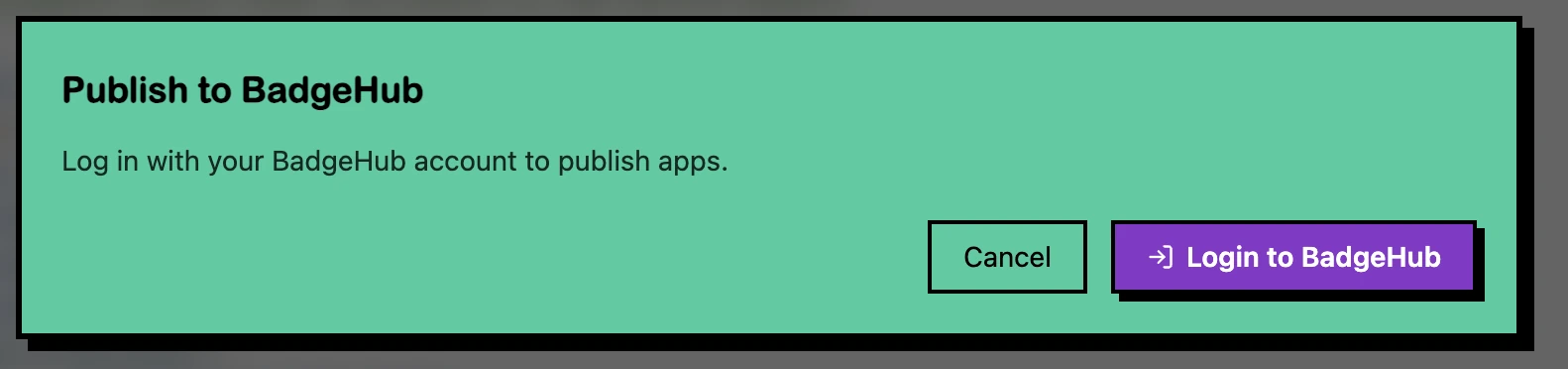 The BadgeHub login dialog in Fri3d-IDE