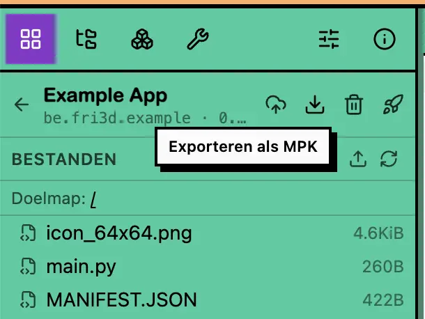 Exporteer App als MPK