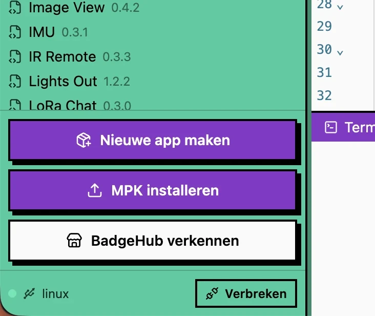 De knop Nieuwe app maken in het app-overzicht van de Fri3d-IDE